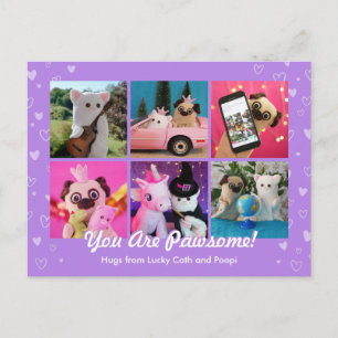  Personalized Cute Purple Hearts Photo Stylish Postcard