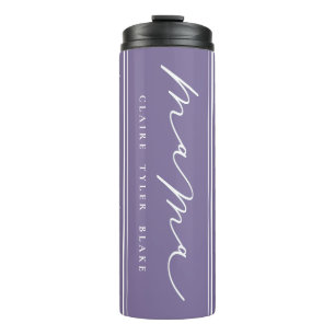 Personalized Cute Purple Mama Script Thermal Tumbler
