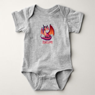 Personalized Cute purple/red cartoon dragon Baby Bodysuit