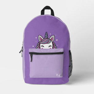 Personalized Cute purple unicorn  Printed Backpack