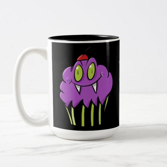 Personalized Cute Purple Vampire Cupcake Mug (Left)