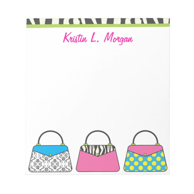 Personalized Cute Purse Handbag Notepad (Front)
