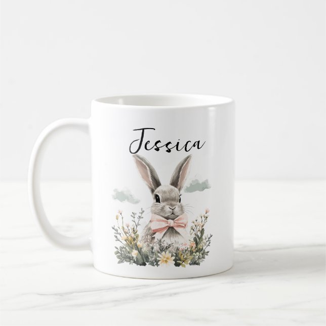 Personalized Cute Rabbit | Adorable Bunny Animal Coffee Mug (Left)