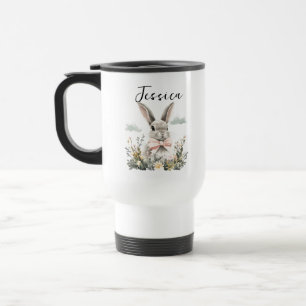 Personalized Cute Rabbit   Adorable Bunny Animal Travel Mug