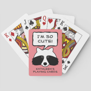 Personalized cute raccoon playing cards for kids