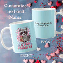 Personalized Cute Raccoon Valentine's Day