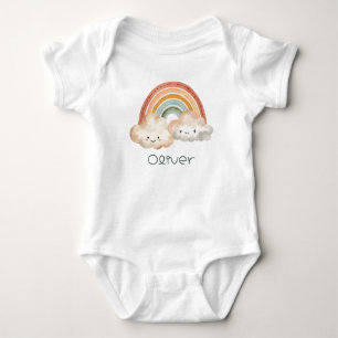 Personalized Cute Rainbow & Clouds Baby Bodysuit