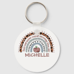 Personalized Cute Rainbow Teacher Custom Name Keychain