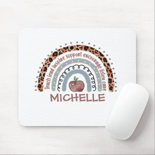 Personalized Cute Rainbow Teacher Custom Name Mouse Pad