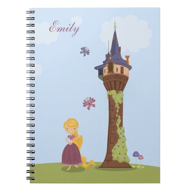 Personalized cute rapunzel and tower notebook (Front)
