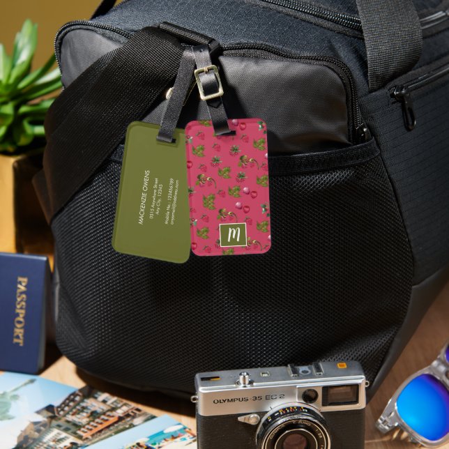 Personalized Cute Raspberry Luggage Tag (Front & Back)