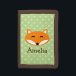 Personalized cute red fox  polka dots girls wallet<br><div class="desc">Personalized cute red fox girls wallet with polka dots pattern. Cute girly Birthday or Christmas gift idea for little girls. Personalizable with name or monogram letter of your child. Make one for your grandchild, daughter, granddaughter, cousin, sister etc. Forest animal cartoon design. Brown and green nature colours. Trendy Polkadots print...</div>