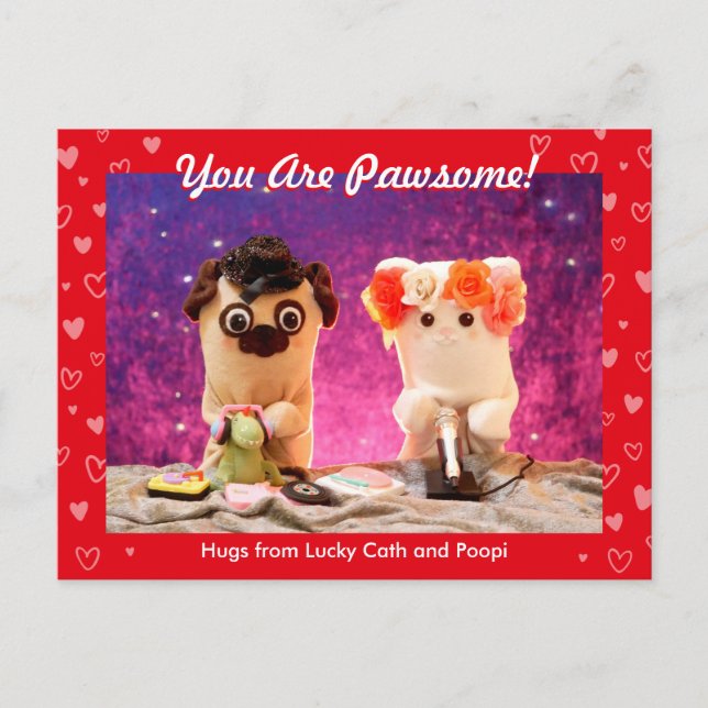 Personalized Cute Red Stylish Hearts Photo Postcard (Front)