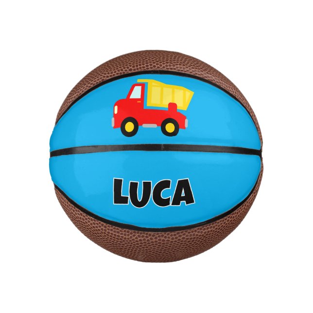 Personalized cute red toy lorry dump truck kid's mini basketball (Front)