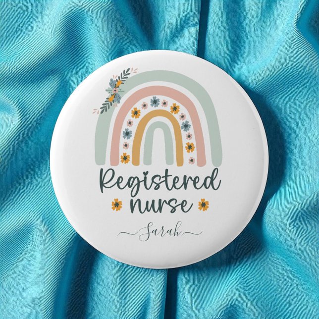 Personalized Cute Registered Nurse With Name 2 Inch Round Button (Creator Uploaded)
