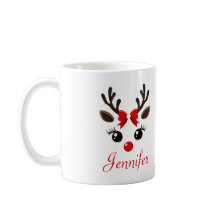 Personalized Cute Reindeer Christmas Mug