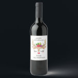 Personalized Cute Reindeer Christmas Wine Label<br><div class="desc">A cute reindeer face decorates this sticker with the words Merry Christmas. Fun for decorating Christmas gifts for neighbours. Personalize it with your name. Designed for you by Blackberry Boulevard.</div>