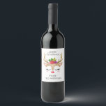 Personalized Cute Reindeer Christmas Wine Label<br><div class="desc">A cute reindeer face decorates this sticker with the words Merry Christmas. Fun for decorating Christmas gifts for neighbours. Personalize it with your name. Designed for you by Blackberry Boulevard.</div>