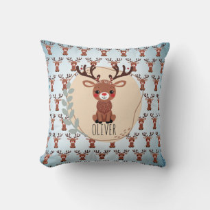 Personalized Cute Reindeer Pattern Throw Pillow