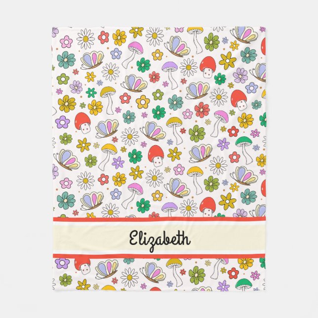 Personalized Cute Retro 90s Y2k Fleece Blanket (Front)