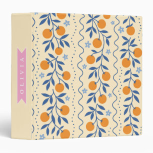 Personalized cute retro citrus folk pattern binder
