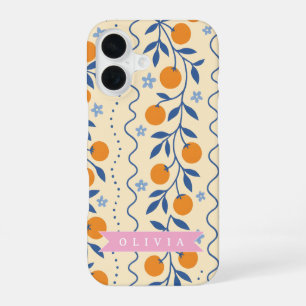 Personalized cute retro citrus folk pattern iPhone 16 case