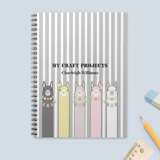 Personalized Cute Retro Colorful Llamas Notebook