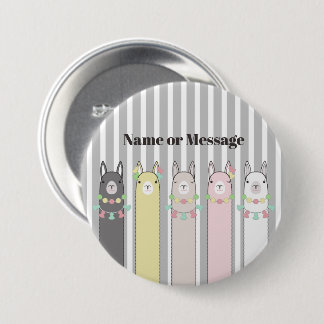 Personalized Cute Retro Colourful Llamas 3 Inch Round Button