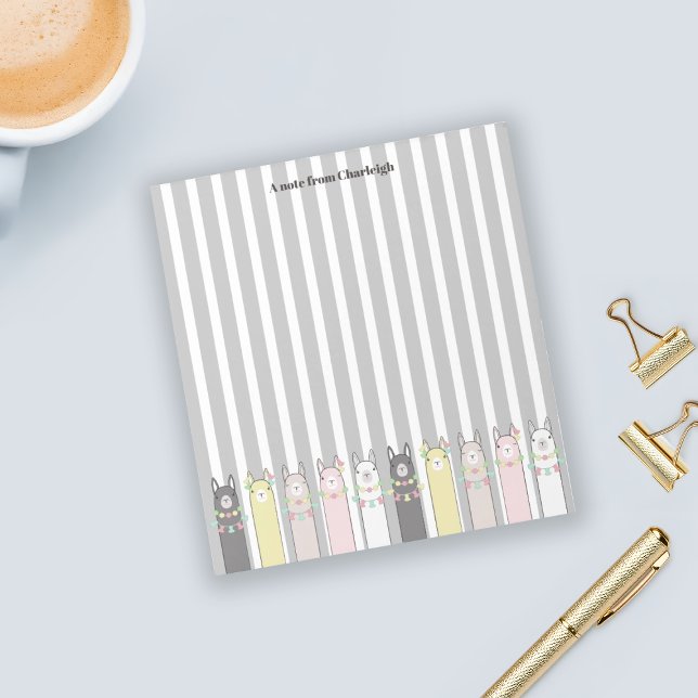 Personalized Cute Retro Colourful Llamas Girls Notepad (Creator Uploaded)