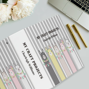 Personalized Cute Retro Colourful Llamas Kids Binder