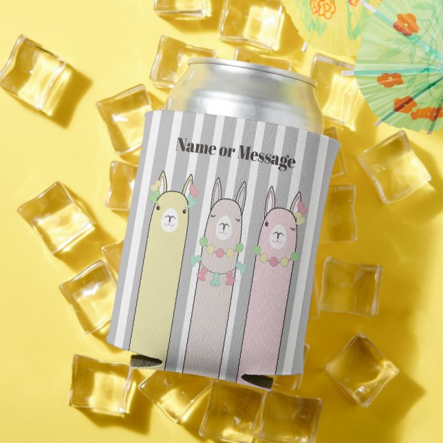 Personalized Cute Retro Colourful Llamas Kids Can Cooler (In Situ Summer)
