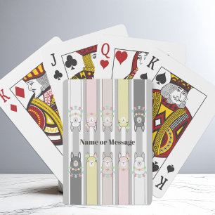 Personalized Cute Retro Colourful Llamas Kids Playing Cards