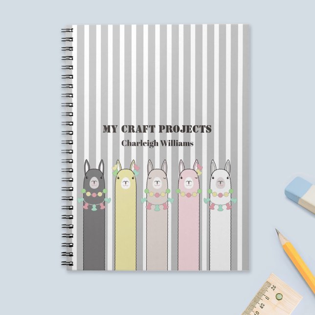 Personalized Cute Retro Colourful Llamas Notebook (Creator Uploaded)