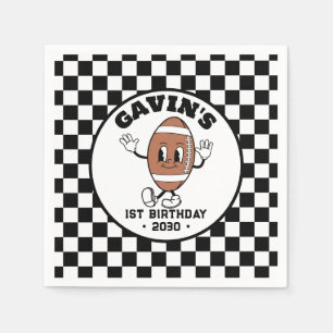 Personalized Cute Retro Football Birthday Party Napkin
