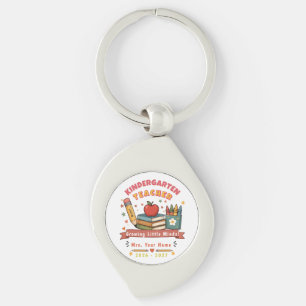 Personalized Cute Retro Kindergarten Teacher Gift Keychain