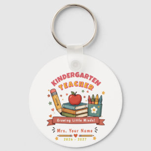 Personalized Cute Retro Kindergarten Teacher Gift Keychain