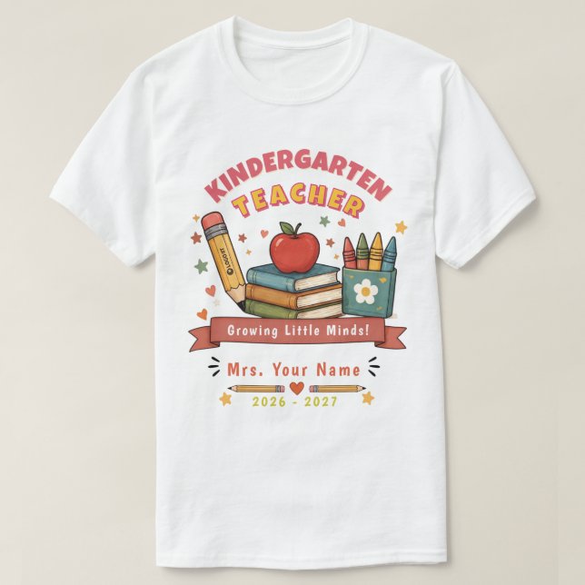 Personalized Cute Retro  Teacher Gift Tee (Design Front)