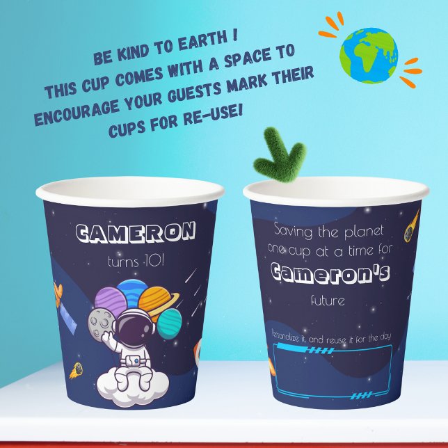 Personalized Cute Reusable Blue Astronaut   Paper Cups (Creator Uploaded)
