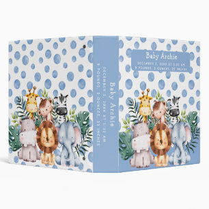 Personalized Cute Safari Animal baby boy name blue Binder