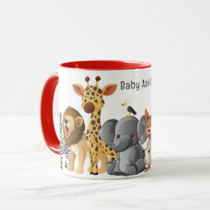 Personalized Cute Safari Animals Kids Name Mug