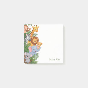 Personalized Cute Safari Animals Post-it Notes