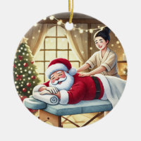 Personalized Cute Santa Getting a Massage