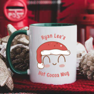 Personalized Cute Santa Hat Hot Cocoa Mug for Kids