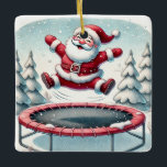 Personalized Cute Santa Jumping on Trampoline Ceramic Ornament<br><div class="desc">This ornament makes a great gift for anyone who loves jumping on trampolines!</div>