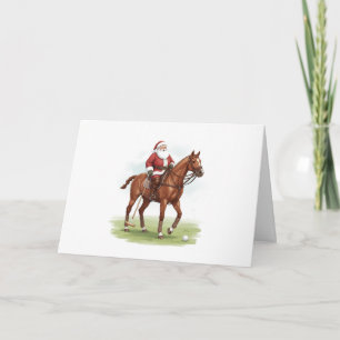 Personalized Cute Santa Playing Horse Polo Card