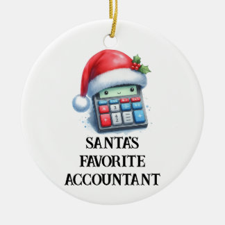 Personalized Cute Santa's Favourite Accountant Ceramic Ornament