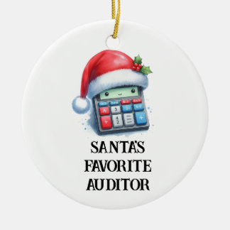 Personalized Cute Santa's Favourite Auditor Ceramic Ornament