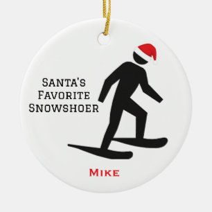 Personalized Cute Santa's Favourite Snowshoer Ceramic Ornament