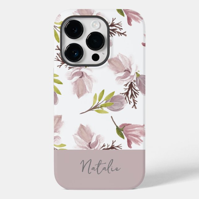 Personalized cute script pastel floral pattern Case-Mate iPhone case (Back)
