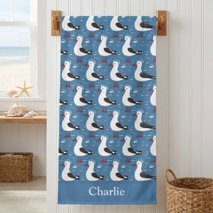 Personalized Cute Seagull Kids Bath Towel